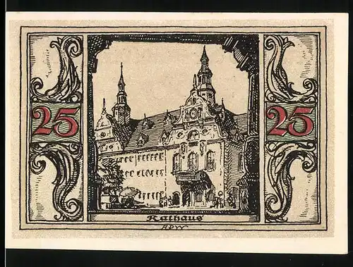 Notgeld Arnstadt 1921, 25 Pfennig, Rathaus
