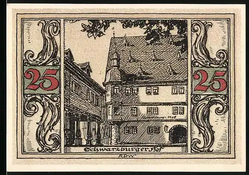 Notgeld Arnstadt 1921, 25 Pfennig, Schwarzburger Hof