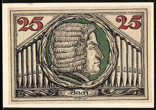 Notgeld Arnstadt 1921, 25 Pfennig, Bachportrait