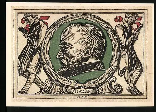 Notgeld Arnstadt 1921, 25 Pfennig, Portrait von Alexis