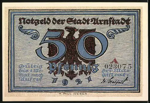 Notgeld Arnstadt 1921, 50 Pfennig, Der Reichstag unter Otto dem Grossen 954