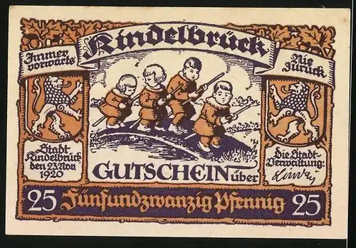 Notgeld Kindelbrück 1920, 25 Pfennig, Rathaus