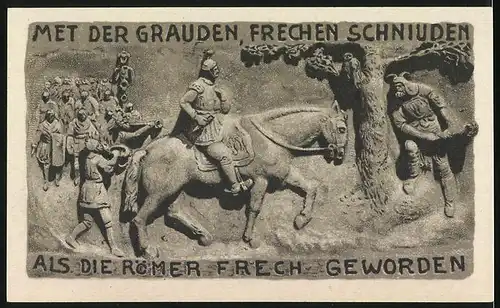 Notgeld Horn /Lippe 1921, 50 Pfennig, Römer reiten ein, Denkmal