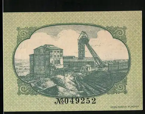 Notgeld Wiebelskirchen 1920, 25 Pfennig, Bergwerk mit Krahn