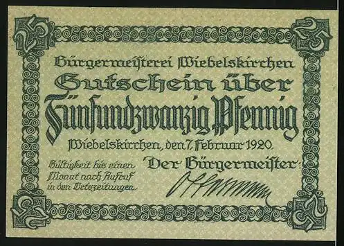 Notgeld Wiebelskirchen 1920, 25 Pfennig, Bergwerk mit Krahn