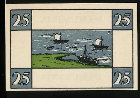 Notgeld Wilhelmshaven 1920, 25 Pfennig, Schiffe auf dem Wasser