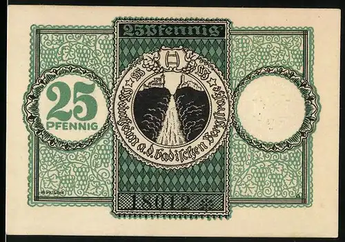 Notgeld Weinheim 1919, 25 Pfennig, Feldweg zur Stadt