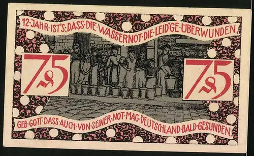 Notgeld Zeulenroda 1921, 75 Pfennig, Kinder während der Wassernot