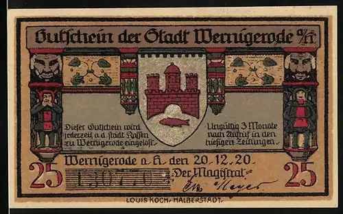 Notgeld Wernigerode 1920, 25 Pfennig, Hexen auf ihren Besen