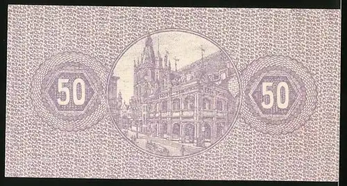 Notgeld Köln 1920, 50 Pfennig, Partie am Rathaus