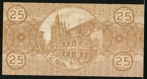 Notgeld Köln 1920, 25 Pfennig, Partie am Kölner Rathaus