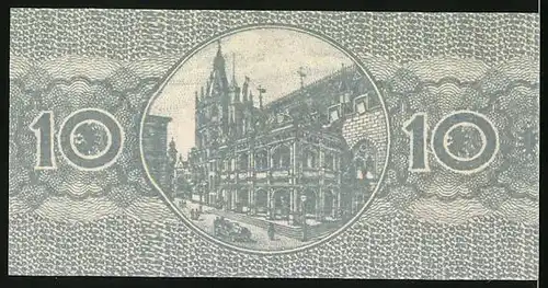 Notgeld Köln 1920, 10 Pfennig, Partie am alten Rathaus