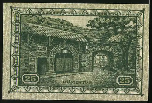 Notgeld Remagen 1921, 25 Pfennig, Partie am Römertor