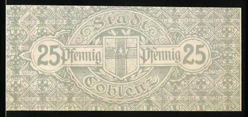 Notgeld Coblenz 1920, 25 Pfennig, Seefahrtssymbole, Asklepiosstab