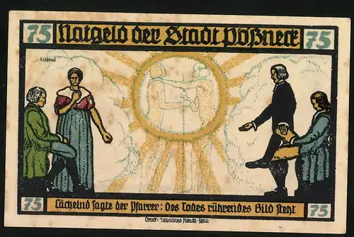 Notgeld Pössneck 1921, 75 Pfennig, Auszug aus Goethe`s Hermann und Dorothea: 9
