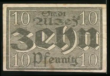 Notgeld Alzey 1921, 10 Pfennig, Floraler Rahmen