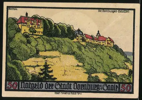 Notgeld Dornburg a. S. 1921, 50 Pfennig, Die Dornburg um 1600