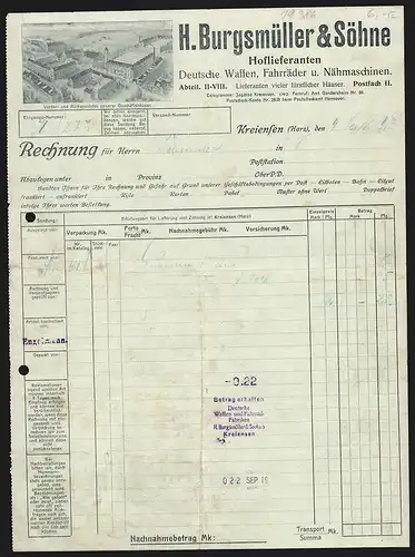 Rechnung Kreiensen (Harz) 1913, H. Burgsmüller & Söhne, Deutsche Waffen, Fahrräder & Nähmaschinen, Das Fabrikgelände