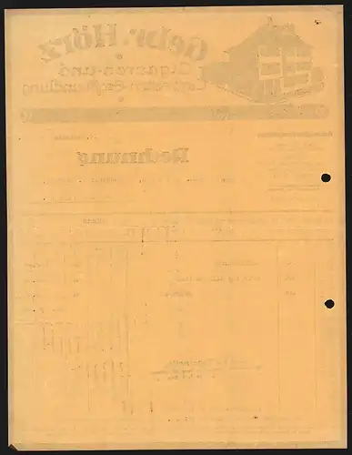 Rechnung Neckartenzlingen (Württbg.) 1936, Gebr. Hörz, Cigarren- & Cigaretten-Grosshandlung, Geschäftsgebäude