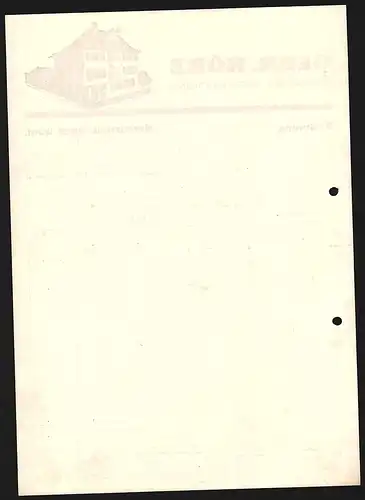 Rechnung Neckartenzlingen i. Württ. 1939, Gebr. Hörz, Tabakwaren-Grosshandlung, Ansicht des Betriebsgebäudes