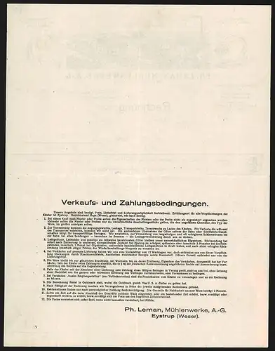 Rechnung Eystrup 1927, Ph. Leman, Mühlenwerke AG, Transportzug hält am Betriebsgelände