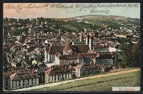 AK St. Gallen, Panoramablick auf die Stadt