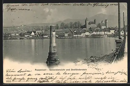 AK Rapperswil, Generalansicht und Dreiländerstein