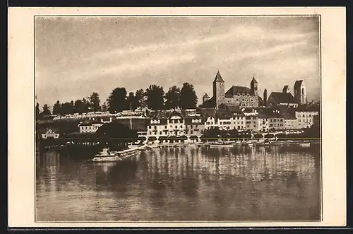 AK Rapperswil am Zürichsee, Uferpartie mit Schloss