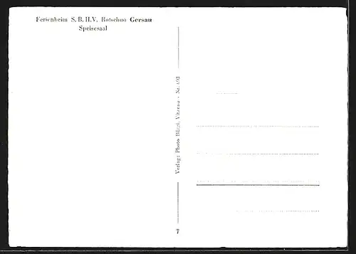 AK Gersau, Ferienheim S. B. H. V. Rotschuo, Speisesaal