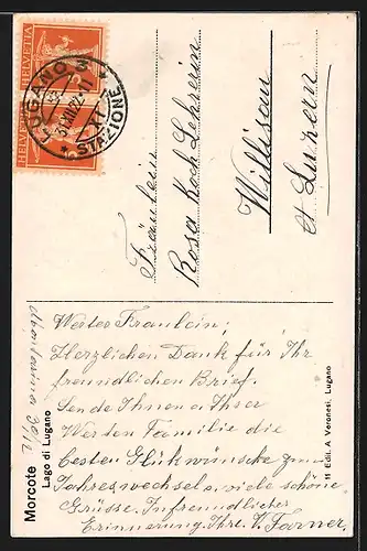 AK Morcote, Ortspartie mit Kirche