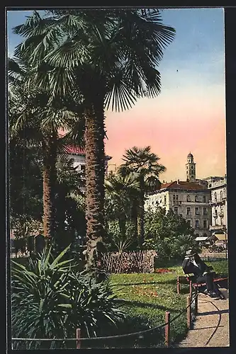 AK Lugano, Parkpartie mit Palmen