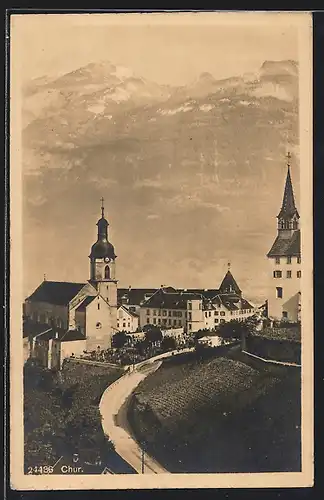 AK Chur, Ortsansicht mit Weg zur Kirche