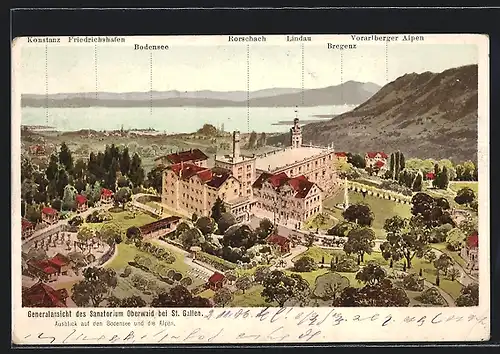 AK Oberwaid, Generalansicht des Sanatorium mit Umgebung