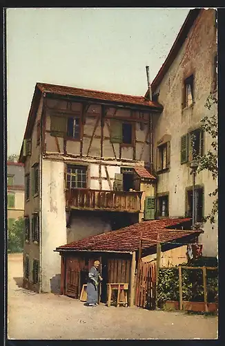 AK Zürich, Haus mit Schuppen im Römerhofquartier