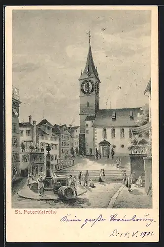 AK Zürich, St. Peterskirche