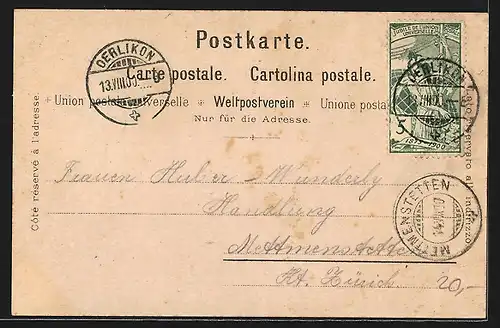 Lithographie Zürich, Restaurant Die Waid, Totalansicht