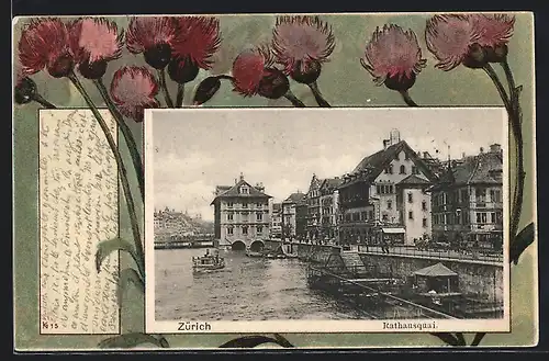 AK Zürich, Rathausquai, Passepartout