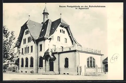 AK Appenzell, Neues Postgebäude an der Bahnhofstrasse