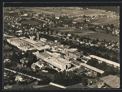 AK Biberist, Ortsansicht mit Fabrik aus der Vogelschau