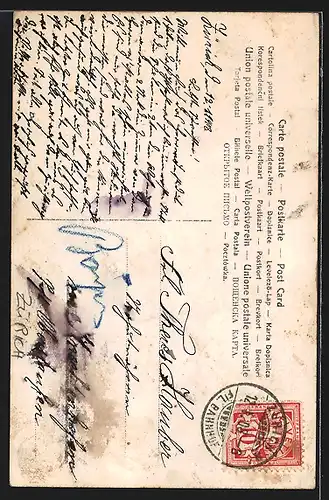 AK Zürich, Strassenpartie mit Wohnhaus