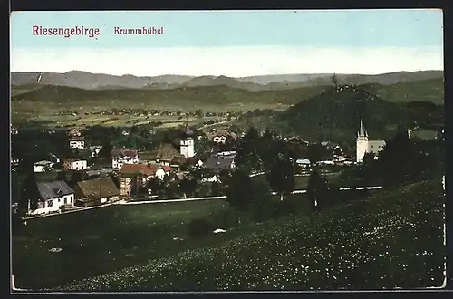 AK Krummhübel /Riesengebirge, Panorama mit Kirche