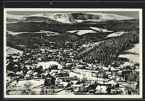 AK Krummhübel /Riesengebirge, Ortsansicht mit Teichränder und Prinz-Heinrich-Baude