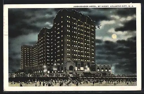 AK Atlantic City, NJ, Ambassador Hotel by Night