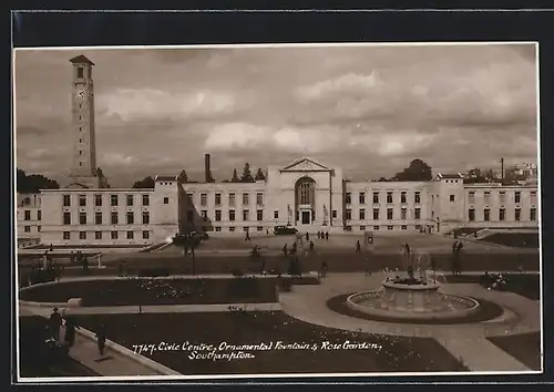 AK Southampton, Civic Centre, Ornamental Fountain & Rose Garden