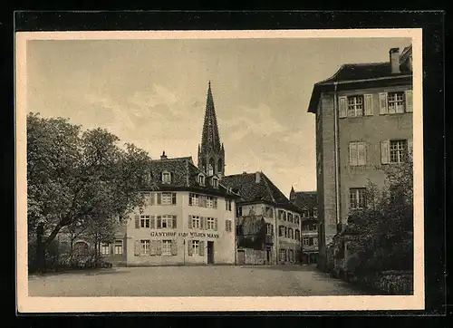 AK Freiburg / Breisgau, Augustinerplatz mit Gasthaus zum wilden Mann & Museum