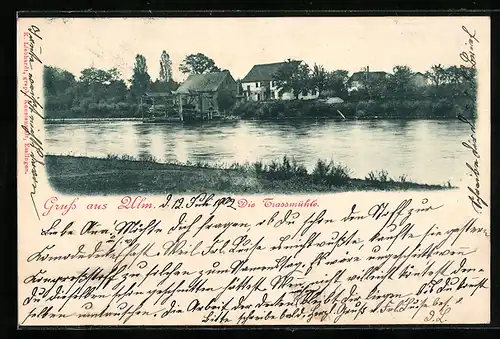 AK Ulm / Donau, Paertie an der Trassmühle um 1900