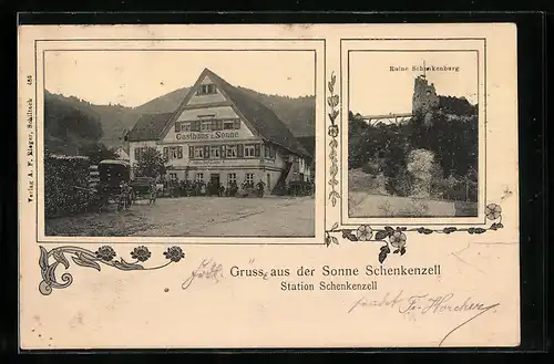 AK Schenkenzell, Gasthaus zur Sonne, Ruine Schenkenburg