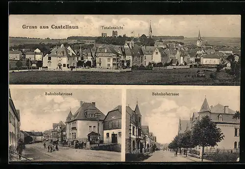 AK Castellaun, Totalansicht, Bahnhofstrasse