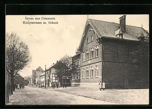 AK Commern, Hauptstrasse mit Schule