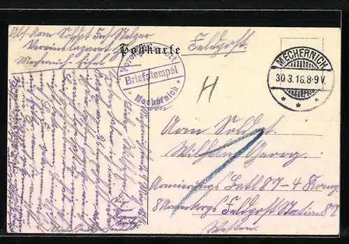 AK Commern, Strassenpartie mit Anwohnern